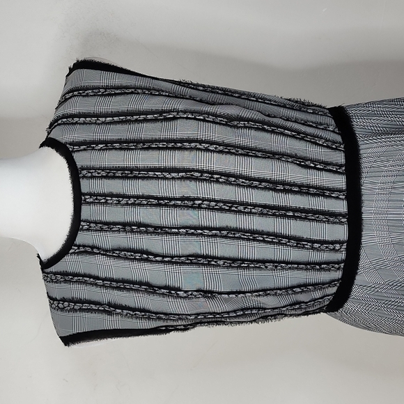 NWT Jason Wu Pleated Houndstooth Plaid Sleeveless Midi Dress - Picture 4 of 14